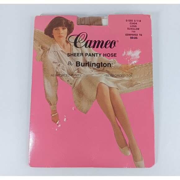 Cameo From Burlington Sheer Pantyhose Vtg Long Sunglow 730 Reinforced Toe - Picture 1 of 3